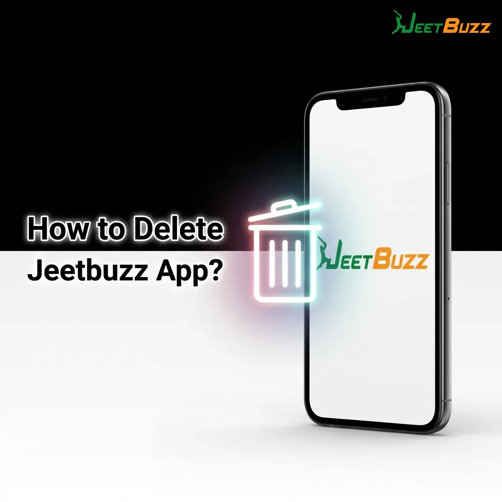 Steps showing how to uninstall Jeetbuzz app from Android and iOS devices with settings menu and delete options
