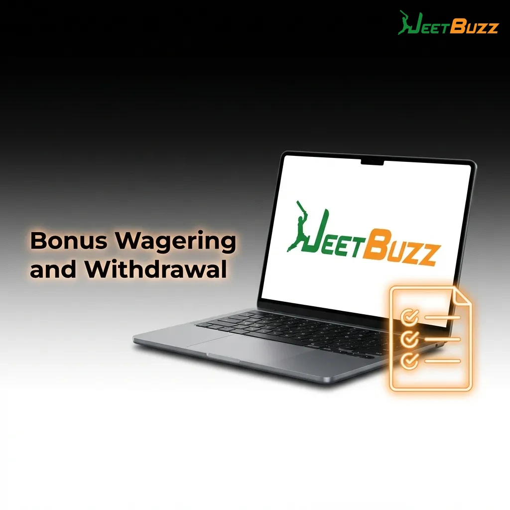 Illustration showing bonus account system with wagering requirements and withdrawal process for casino and sports betting