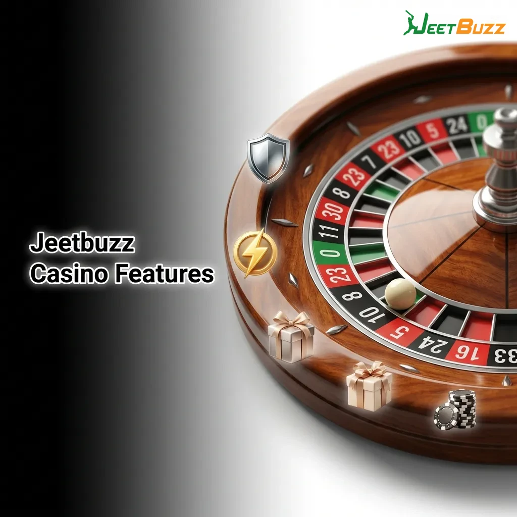 Jeetbuzz Casino interface showing mobile app, payment methods, live support chat, and VIP rewards on smartphone screen