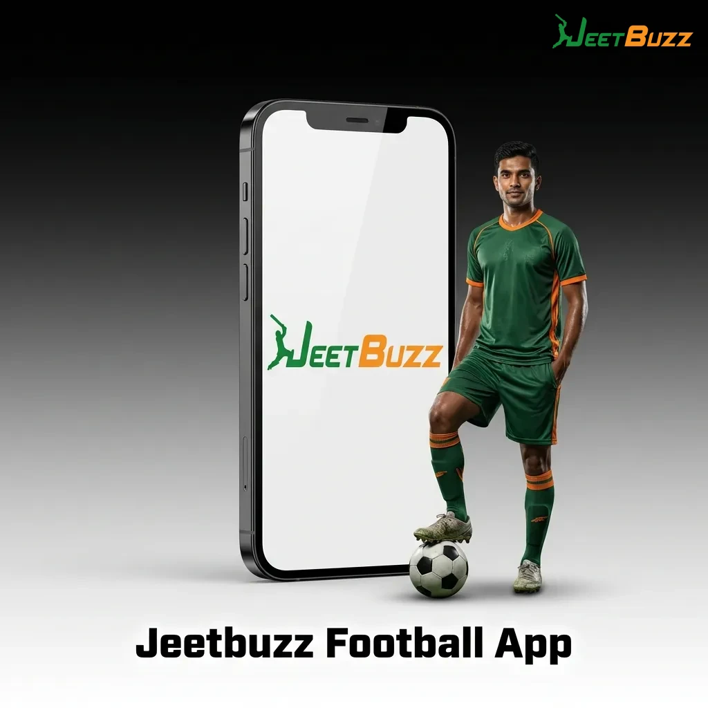 Jeetbuzz Football App interface showing sports betting options, live matches, and quick-access betting slip on mobile device