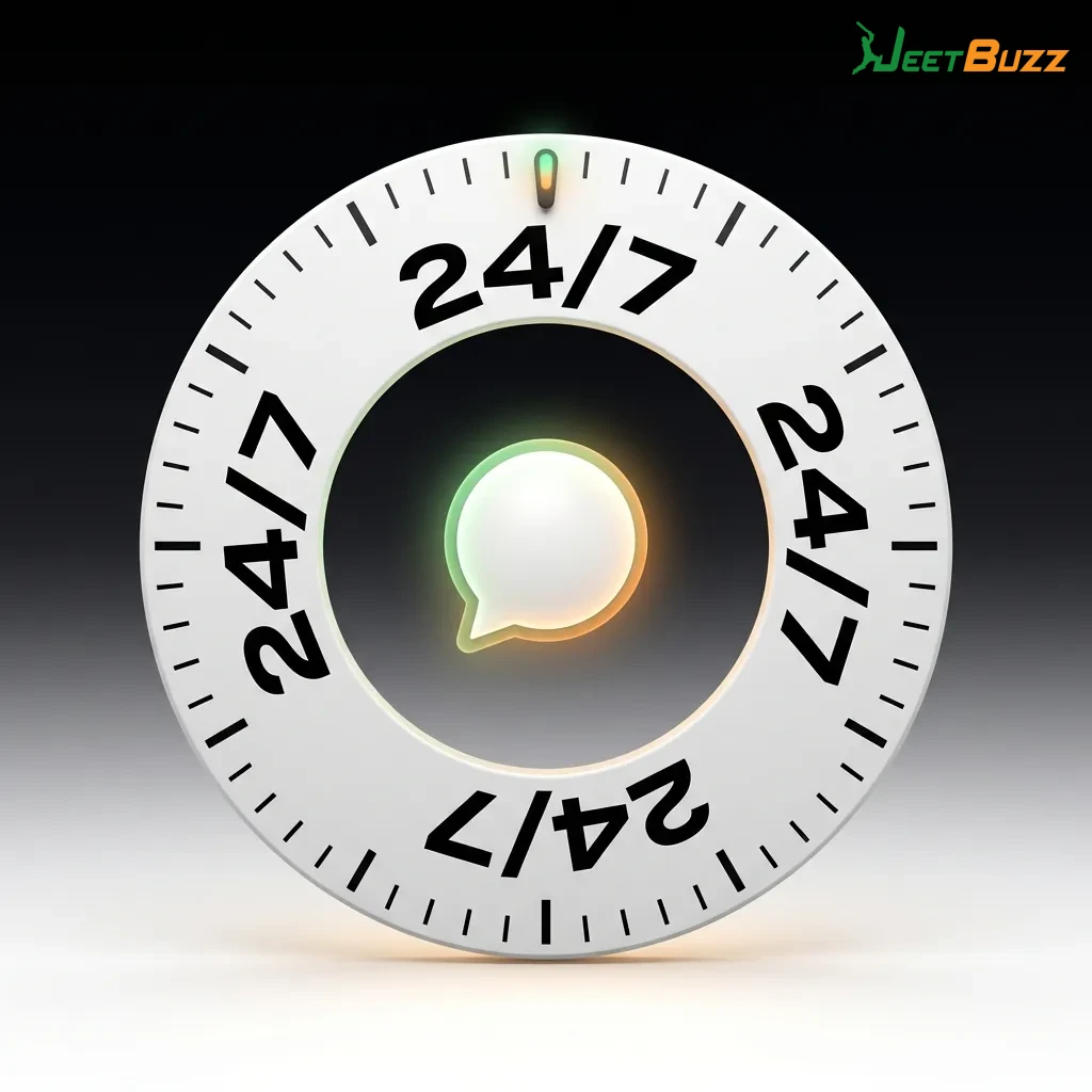 Jeetbuzz live chat support interface showing 24/7 customer service available in multiple languages with quick response times