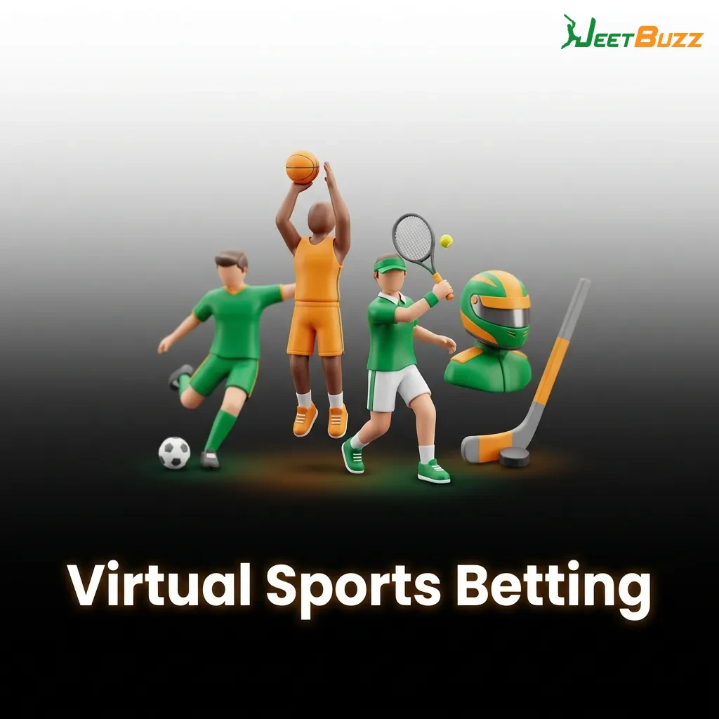 Simulated virtual sports match on screen showing real-time betting action with various sports options available