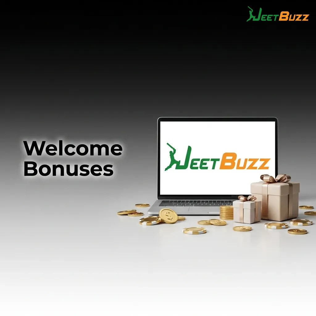 Welcome bonuses table showing slots, sports betting, and live casino offers with deposit amounts and wagering requirements