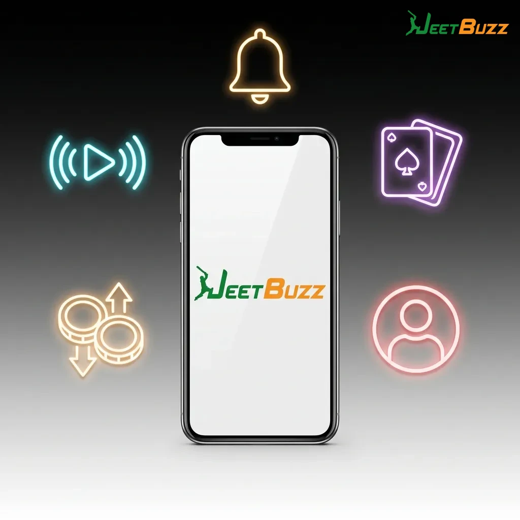 Jeetbuzz mobile app interface showing casino games, sports betting options, and payment methods for Indian users