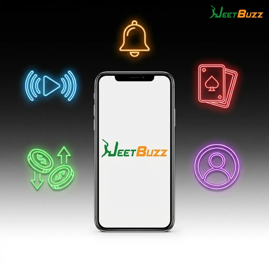 Jeetbuzz mobile app interface showcasing betting options, payment methods, and gaming features for Indian players