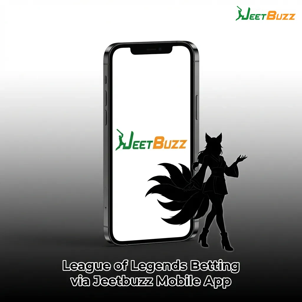 Jeetbuzz mobile app interface showing League of Legends betting options and esports matches on smartphone screen