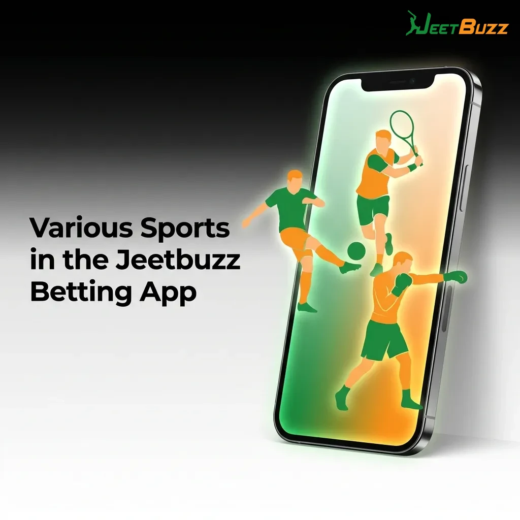 Jeetbuzz app interface showing multiple sports betting options including cricket, football, tennis, and esports with live streaming